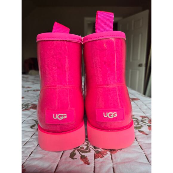 UGG Barbie-Core Women's Clear Mini Hot Pink Slip on Waterproof Boot Size 7 - Picture 4 of 9